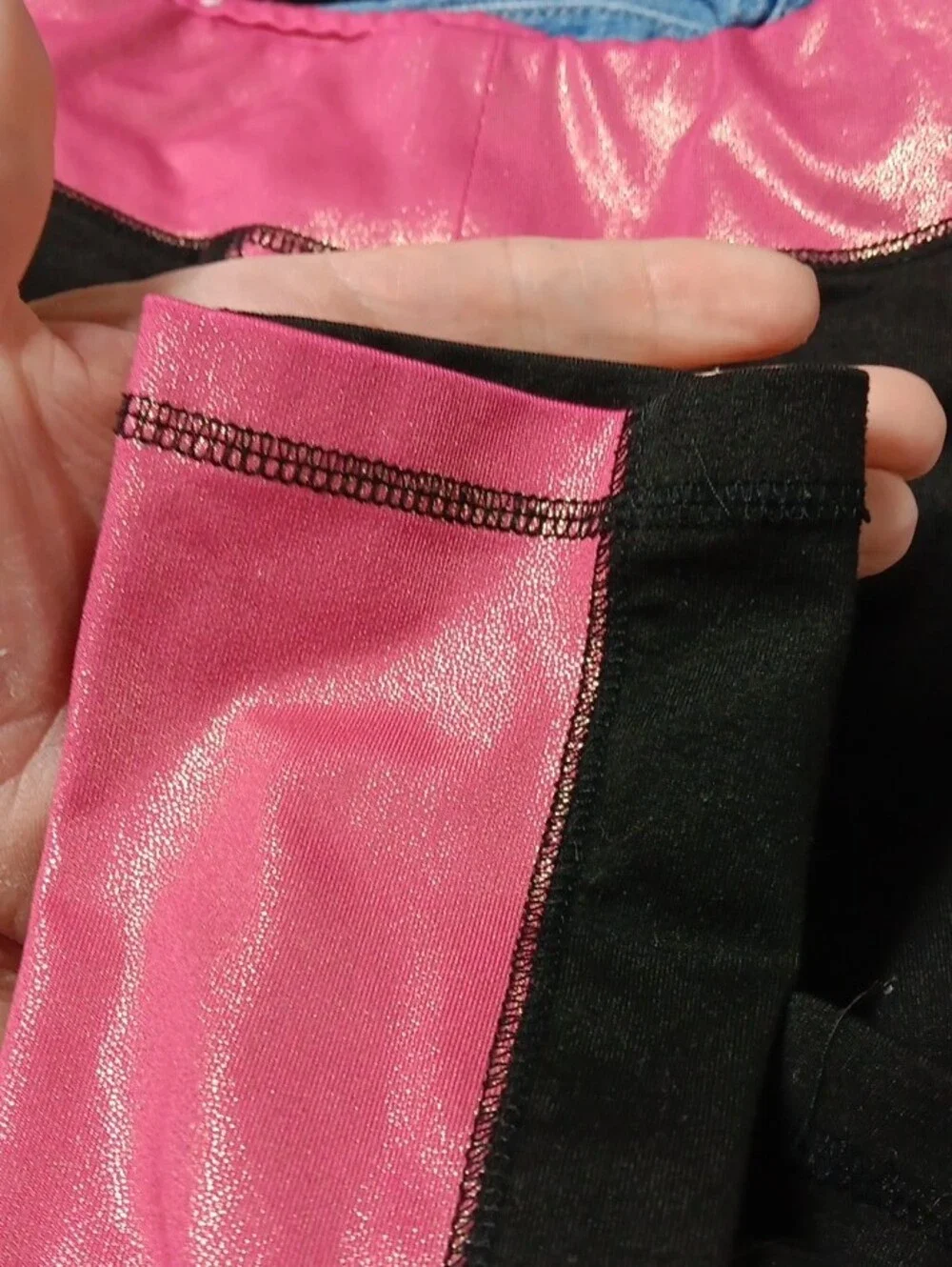 Justice Pink and Black Paneled Leggings